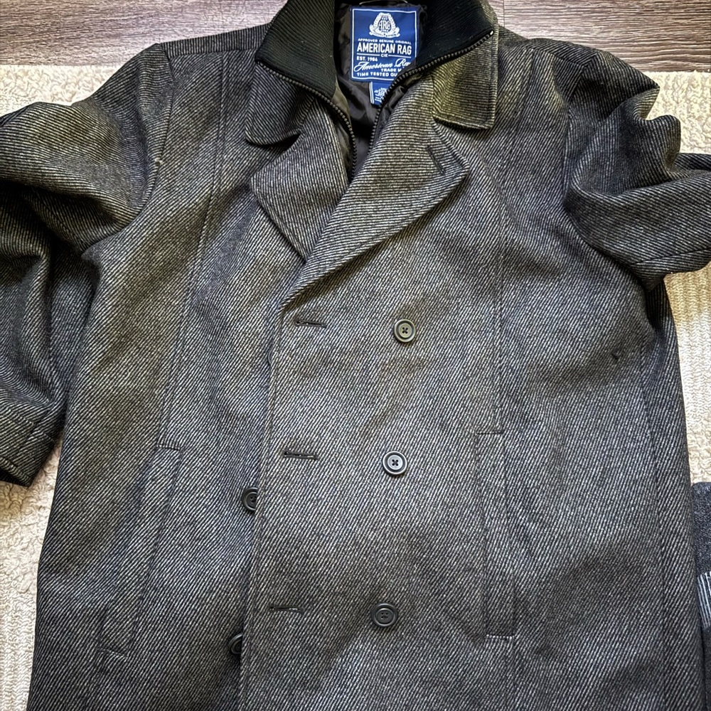 American Rag Men's Charcoal Double-Breasted Pea Coat